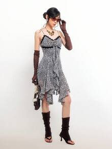 Bloopia 女士性感沙滩度假时尚豹纹不对称下摆修身吊带连衣裙，夏季 - 彩色 - 查看 6