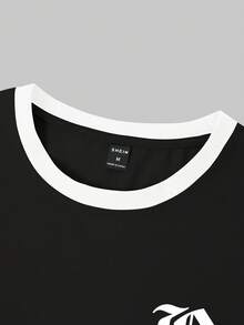 Manfinity Hypemode 男士字母印花圆领短袖休闲百搭T恤 - 彩色 - 查看 4