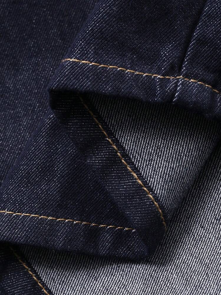 Men's Solid Blue Washed Denim Suit, Summer