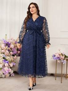 Seusyu Elegant Lace Navy Blue Blue Fitted Luxury High-End Romantic ...