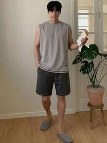 DAZY Men's Solid Color Tank Top And Loungewear Set, Summer - Multicolor - View 3