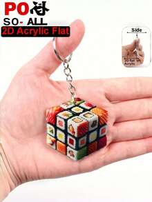 Zazumi 2D 立体寿司立方体亚克力钥匙扣，可爱卡通寿司吊坠，便携包包挂饰，适合寿司爱好者、动漫主题派对、生日礼物、送给朋友、同事、同学的节日小礼物、圣诞袜填充物 - 彩色 - 查看 3