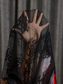 SilkySpell 唇形印花仿丝蕾丝边性感睡裙 - 彩色 - 查看 9