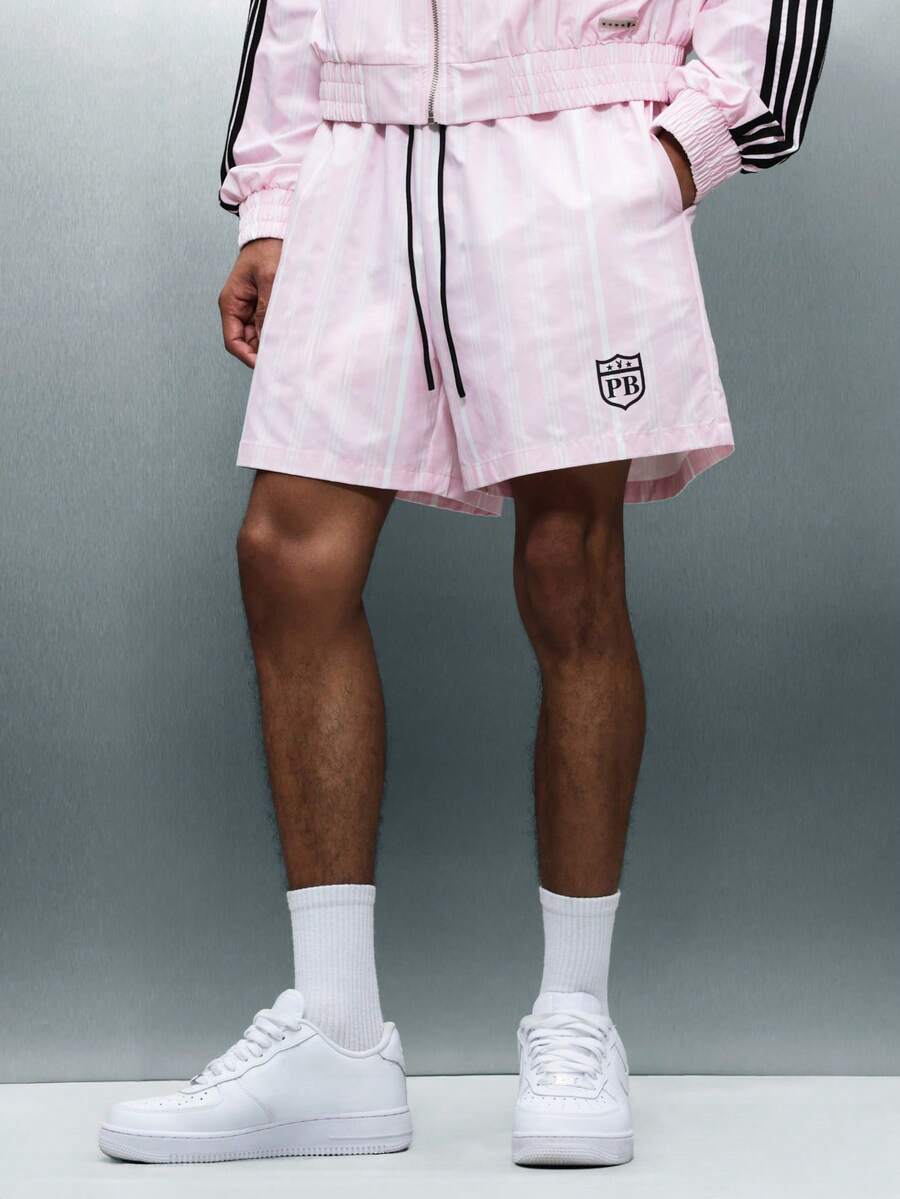 PLAYBOY X SUMWON Quần short thể thao dáng rộng, có dây rút, in logo PB và hình thỏ ở phía sau, thích hợp mặc mùa hè. - Hồng - Xem 1