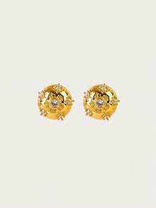 Glisma Retro Italian Style Elegant Artistic Niche Earrings,Old Money,Outfits,Classy,Metallic/Texture,Vintage,Elegant,For Mom/Women/Girl/Mother,Gemstone,Valentine's Day,Gift - Gold - View 1
