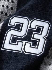 Aesthetic Post 男士数字图案短袖休闲镂空针织上衣