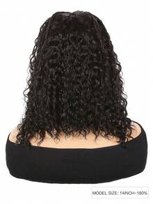 Boho Flätad Djupt Lockig 5x5 Stängning Spets Med Flätad Bob 10-14 Tum Äkta Hår Lockigt Djupt Vågigt Limfritt Förskuret Plockat Transparent Spets Kort Peruk Klar Att Gå Svart Peruk - Natural Black - Visa 3