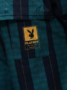 PLAYBOY X SUMWON Elastic Waist Drawstring Shorts With Vertical Stripes Pattern Summer Casual Bermuda Style - Multicolor - View 6