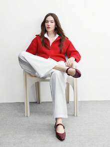 CUCCOO BIZCHIC Women's Square Toe Minimalist Fashion Daily Versatile Red Flat Sandals Valentine's Day - Red - View 8