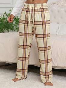 DAZY Men's Plaid Gray & White Elastic Waist Lounge Pants, Spring - Red and White - View 6