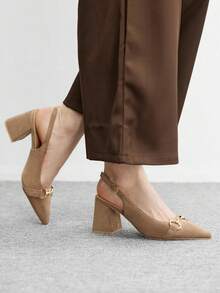 CUCCOO BIZCHIC Women's Burgundy Thick Heel Pumps, Classic Minimalistic Design, Suitable For Commuting, Dating, Party, Holiday, Wedding For Christmas Valentine's Day Spring Shoes - sand camel - View 5