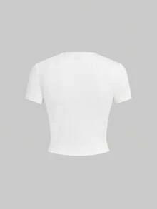 SHEIN EZwear 5件/套纯色针织无袖修身T恤，春夏基础款女式纯色T恤衫套装，女式上衣套装，纯色T恤衫，5件装女式上衣，纯色T恤衫，女式T恤衫 - 彩色 - 查看 9