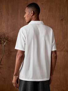 AKNOTIC Business Casual 3件装男士夏季波浪扎染提花短袖Polo衫 - 白色 - 查看 7