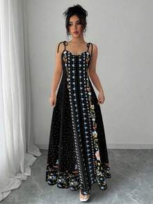 Rafferiza 女士宽松印花吊带连衣裙，度假沙滩装 - 彩色 - 查看 6