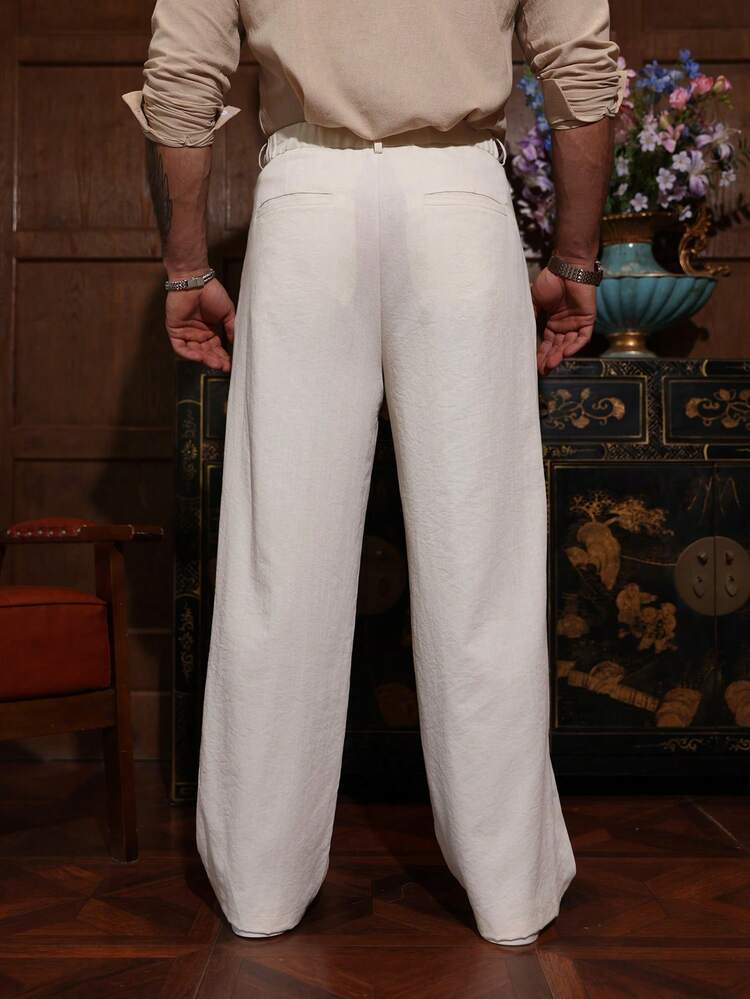 Men's Casual Beige Pants, Suitable For Commuting, Spring