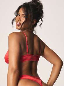 Missguided x Playboy Triangle Bralette And Thong Lingerie Set With Adjustable Straps Intimate Underwear Collection For Valentine's Day - Red - View 2