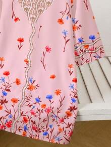 女童碎花宽松长袖休闲连衣裙 - 彩色 - 查看 6