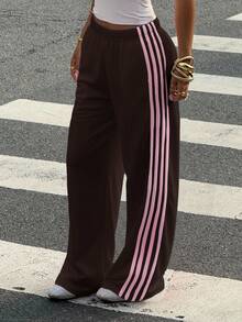 Muchica Women's White Knit Wide Leg Casual Sweatpants - Multicolor - View 3