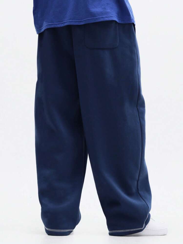 Wide Leg Sweatpants With Contrast Stitching