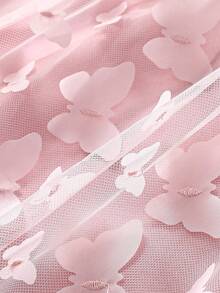 SHEIN Baby Girl Butterfly Decor Mesh Halter Neck Dress - Pink - View 3