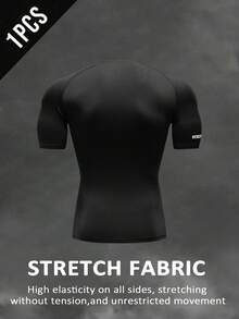 Manfinity EMRG Camiseta de manga corta negra de corte ajustado con estampado de araña para hombre, camiseta de compresión para gimnasio, camiseta de compresión con gráficos, camiseta de compresión para hombre - Negro - Ver 2