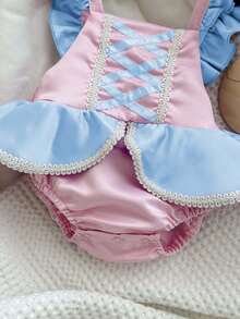 SHEIN Baby Girl Cute Floral Ruffle Bow Decor Photography Dress - Multicolor - View 3