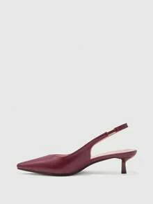 CUCCOO BIZCHIC Giày cao gót mũi nhọn màu đỏ tía bằng da bóng, quai hậu khoét rỗng, kiểu dáng slip-on dành cho nữ, đa năng cho công sở và mặc hàng ngày. - Màu Đỏ Sâu - Xem 10