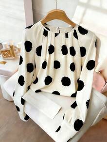 SHEIN Franclia Blusa holgada con lunares grandes para mujer
