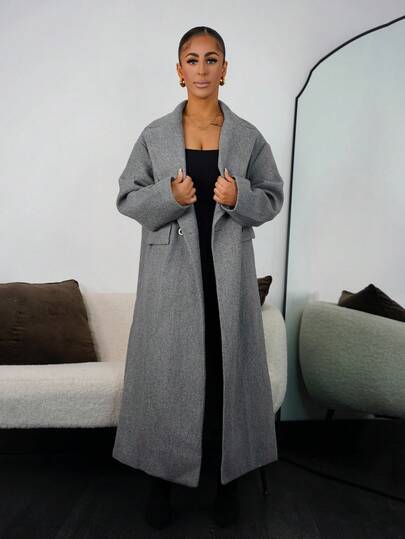 SAYEHFBABY 女士纯色翻领长袖休闲长外套，秋冬