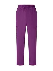 TaskEZ Scrubs Set: V-Neck Short Sleeve Top & Pants Scrub Uniform For Healthcare Workers - Purple - View 7