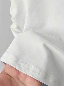 Resyla 女士户外休闲上衣，甜美风格，优雅设计，夏季新品，户外运动服，修身腰部褶皱短袖T恤，白色，花卉印花图案 - 白色 - 查看 4