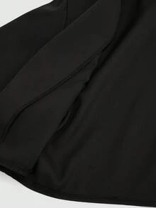 Sunspun 大码女式长袖开襟西装外套 + 褶裥及膝优雅复古可爱通勤派对约会连衣裙套装两件套 - 黑色 - 查看 9