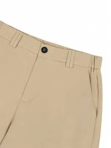 Manfinity Homme Quần short nam màu trơn, kiểu dáng thường ngày, thích hợp cho kỳ nghỉ hè. - Màu Khaki - Xem 4