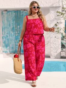 Vivid Eden Bộ đồ 2 mảnh thêu họa tiết lãng mạn thanh lịch dành cho nữ cỡ lớn, Bộ đồ 2 mảnh dành cho nữ - Đỏ - Xem 7