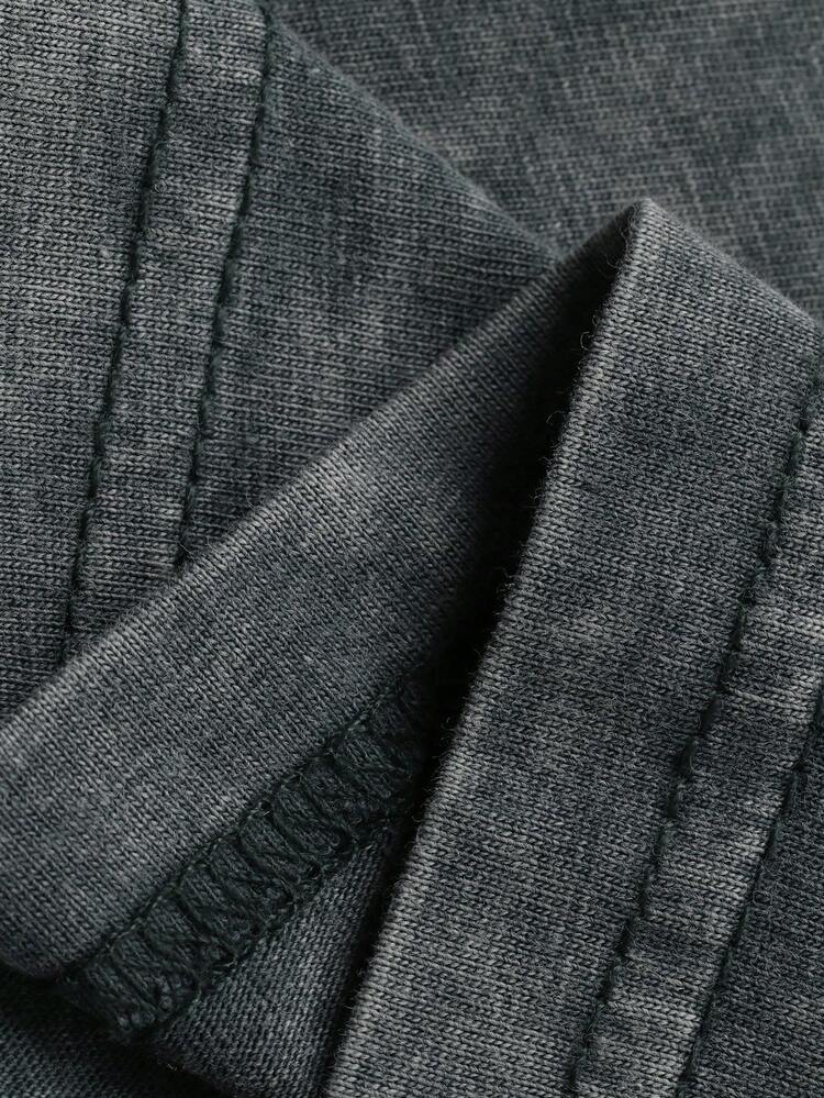 Tween Boy's Casual Washed Letter Embroidery Round Neck Drop Shoulder T-Shirt, Summer Spring