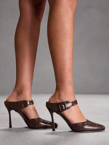 CUCCOO SZL Women's Pointed Toe Buckle Design Everyday Commute Fashion High Heel Sandals Valentine's Day - Black - View 9