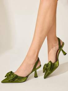 CUCCOO CHICEST Giày cao gót mũi nhọn màu đen thanh lịch, tối giản, phù hợp cho công sở, hẹn hò và các dịp trang trọng. - màu xanh lá - Xem 4