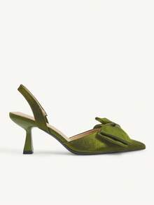 CUCCOO CHICEST Giày cao gót mũi nhọn màu đen thanh lịch, tối giản, phù hợp cho công sở, hẹn hò và các dịp trang trọng. - màu xanh lá - Xem 8