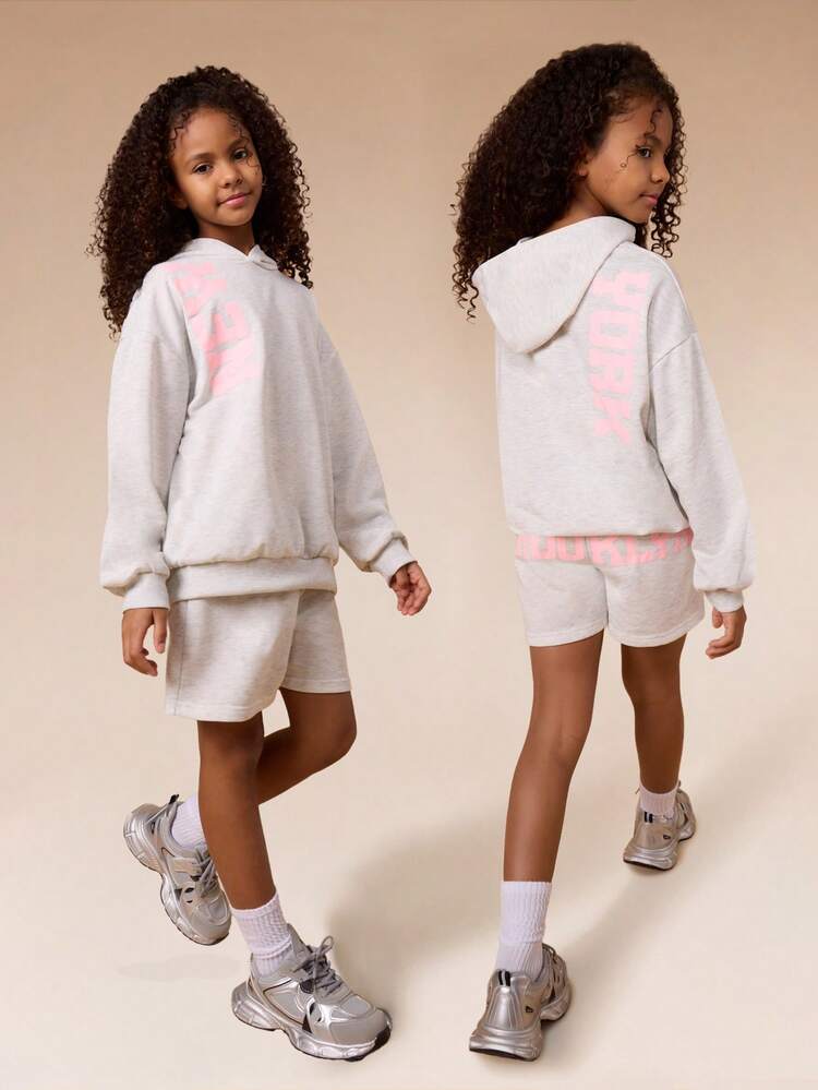 Oversized Hoodie And Shorts Set With Print