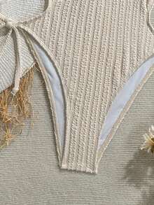 Soleia 女士性感露背系带连体泳衣，夏季海滩度假时尚之选 - 彩色 - 查看 6