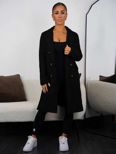 SAYEHFBABY 女式双排扣纯色大衣