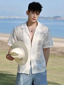 DAZY 男士纹理白衬衫，夏季 - 白色 - 查看 3