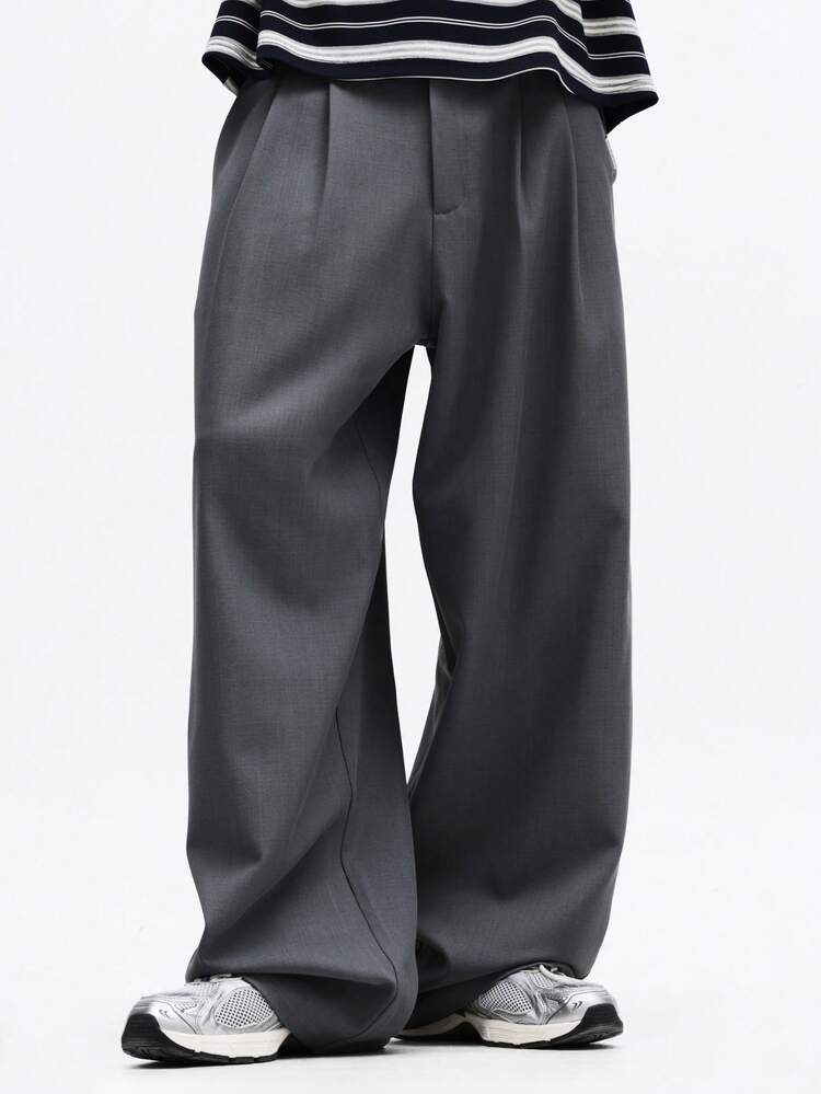 Wide Leg Pleated Trousers With Clean Waist