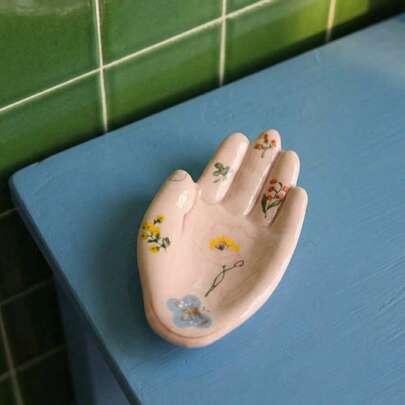 Joivida Khay gốm hình bàn tay, đĩa trang sức mini, gạt tàn thuốc, quà tặng cho nữ, quà tặng bạn thân, đồ trang trí nhà phong cách Boho, quà cưới, tác phẩm nghệ thuật độc đáo