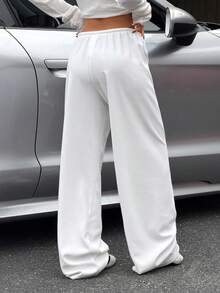 Muchica Women Sweatpants Wide Leg Sweatpants White Wide Leg Pants Women - White - View 2