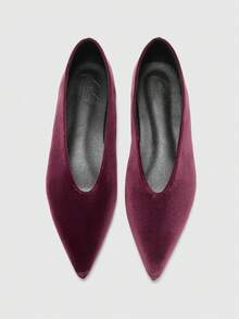 CUCCOO BIZCHIC Women's Suede Pointed Toe Basic Fashion Minimalist Commuting Burgundy Comfortable Flat Shoes Valentine's Day