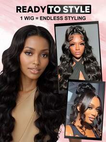 Invisi Draw-Strings Body Wave 360 Lace Frontal Glueless Wig With Bleached Knots Wear And Go Glueless Human Hair Wig Pre-Plucked Hairline 180% Density 14-26 Inch Unprocessed Virgin Hair Vacay Vibes Active Energy Travel Essential Holiday Outfits Bridesmaid Gifts Accessories Valentine's Day Human Hair Lace Wig Natural Glueless Wig For Romantic Date For Women - SNatural - View 3