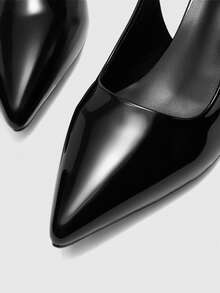 CUCCOO BIZCHIC Women Shoes Spring And Autumn New Pointed Middle Heel Black Back Strap Empty Women's High Heel Shoes Empty Shoes Simple Commuter Daily Versatile Work Women's Shoes Valentine's Day - Black - View 8