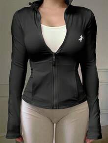 DAZY 女士休闲运动开衫外套，春季 - 黑色 - 查看 5