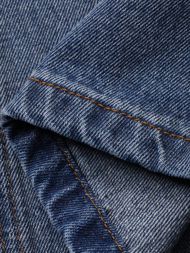 Men's Distressed Washed Pocket Wide Leg Loose Fit Jeans, Spring/Autumn